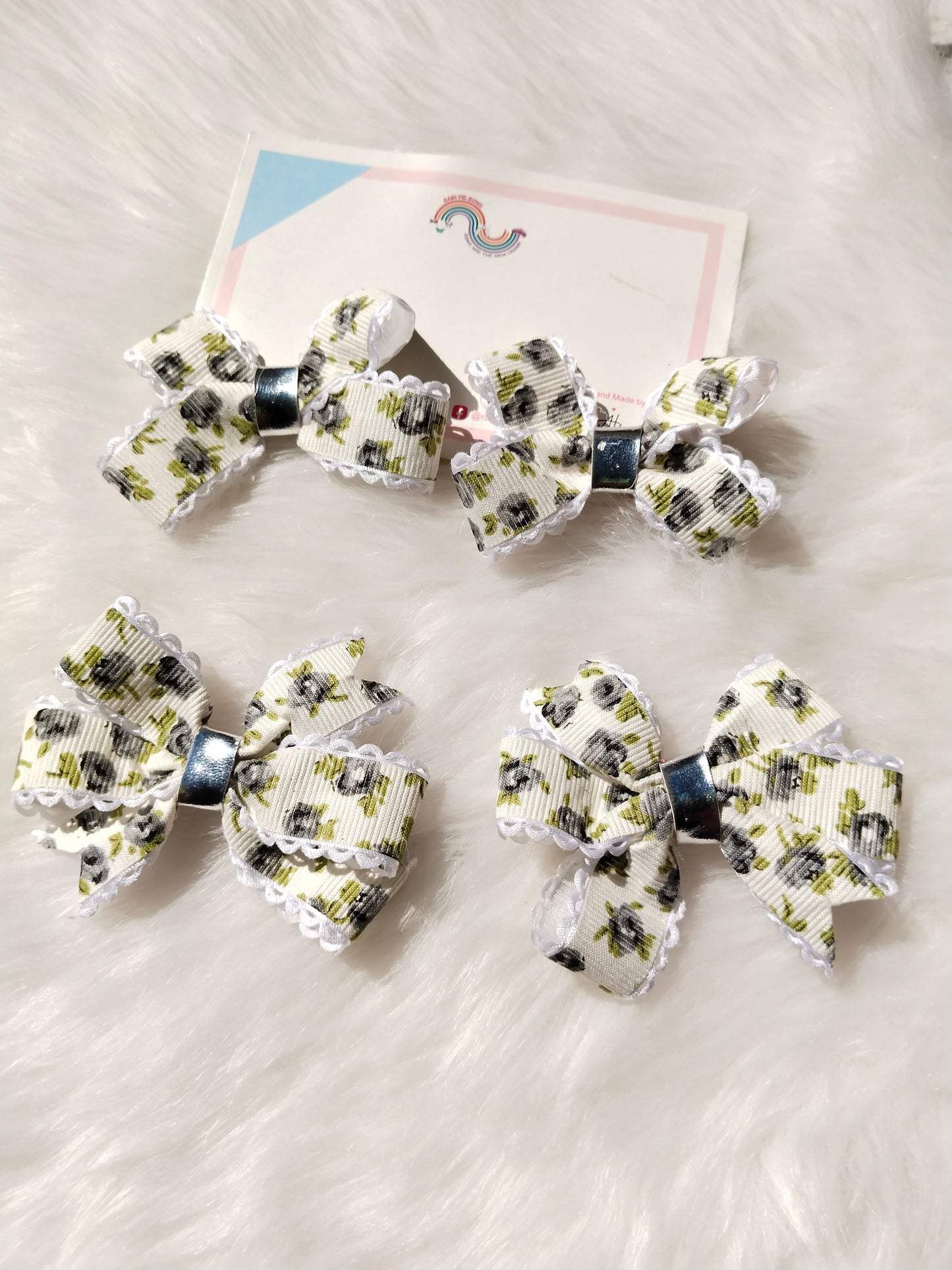 Floral Printed Ribbon Bow (2 piece)