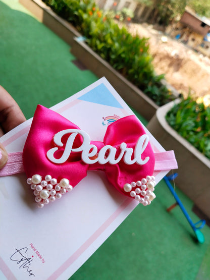 Pearl Satin Name Bow