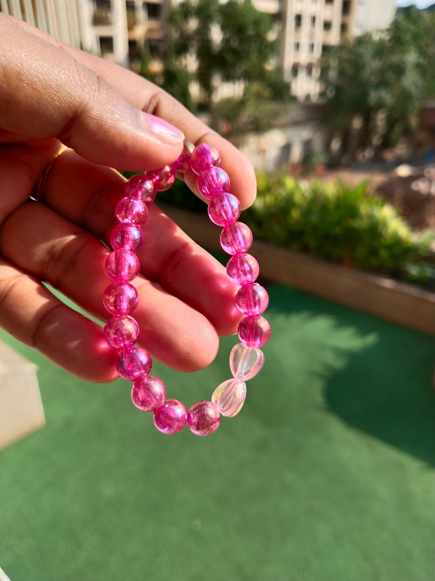 Pink Crystal Heartline Bracelet