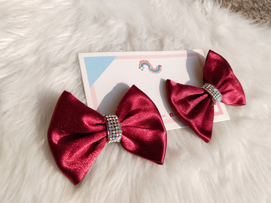 Satin Elegance Sparkle Bow (2 Pieces)