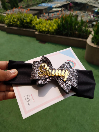 Glitter Name Bows - Black and Golden